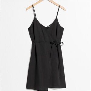 & Other Stories Black Spaghetti Strap Wrap Dress Size 10